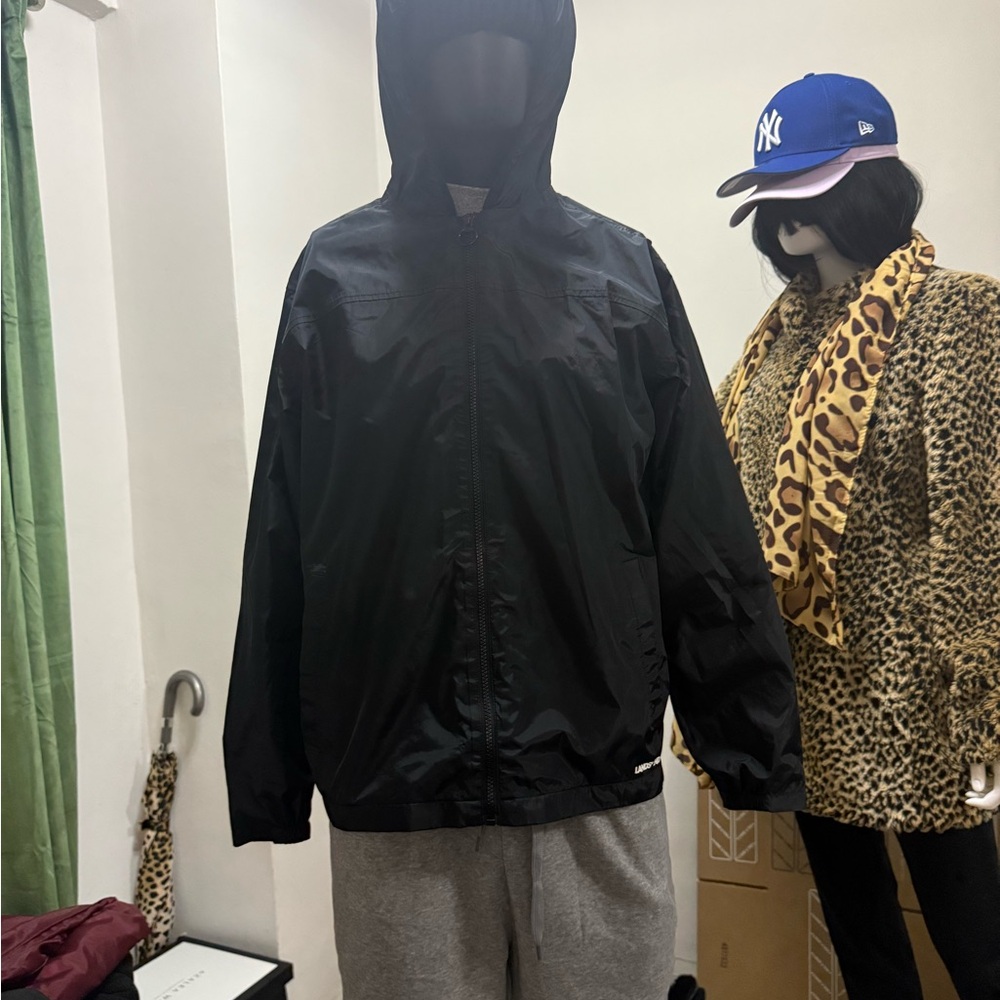 Lands' End Black Hooded Windbreaker